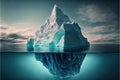 Large white iceberg floating ocean with underwater view. Royalty Free Stock Photo