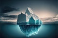 Large white iceberg floating ocean with underwater view. Royalty Free Stock Photo
