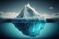 Large white iceberg floating ocean with underwater view. Royalty Free Stock Photo