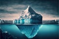 Large white iceberg floating ocean with underwater view. Royalty Free Stock Photo