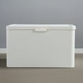 Large white metal storage box with a smooth, minimalist design. It features a flat lid and Royalty Free Stock Photo