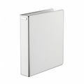 A large, white, metal, three ring binder with a silver spine and a clear view cover Royalty Free Stock Photo