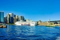 Large White Cruise Ship Docked in Circular Quay, Sydney, Australia Royalty Free Stock Photo