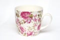 A large white mug with pink floral printings