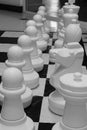 Large White Plastic Chess Pieces. Royalty Free Stock Photo