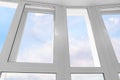 Large white plastic window against blue sky Royalty Free Stock Photo