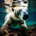 Massive polar bear swimming underwater - ai generated image Royalty Free Stock Photo