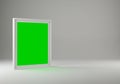 A large, white rectangular frame stands upright on a smooth, gray surface. Inside the Royalty Free Stock Photo