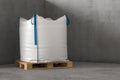 A large white sack on a pallet. 3d render