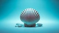 Large White Seashell on Blue Background Royalty Free Stock Photo