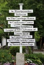 Large white sign post with directions around town,Lake Winnipesaukee,Summer,2014