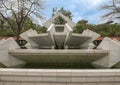 Large white stone water fountain near the Ho Chi Minh Museum, Hanoi, Vietnam