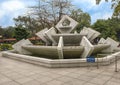 Large white stone water fountain near the Ho Chi Minh Museum, Hanoi, Vietnam