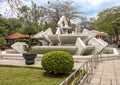 Large white stone water fountain near the Ho Chi Minh Museum, Hanoi, Vietnam