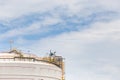 Large white tank farm in oil industry Royalty Free Stock Photo