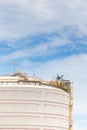 Large white tank farm in oil industry Royalty Free Stock Photo