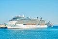 Large white tourist cruise ship on blue rippling sea Royalty Free Stock Photo