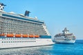 Large white tourist cruise ship on blue rippling sea Royalty Free Stock Photo