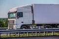 Large White Truck Semi Trailer Drives On A Country Highway Royalty Free Stock Photo