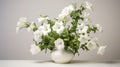 Monochromatic Harmony: A Stunning White Bouquet In A White Vase
