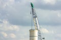 Large white water tank with blue sky Royalty Free Stock Photo