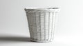 Large White Wicker Office Trash Basket on Isolated White Background Royalty Free Stock Photo