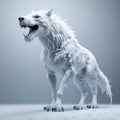 A large white wolf with an open mouth exposing sharp teeth Royalty Free Stock Photo