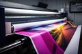 Large wide digital inkjet printing machine during production. Generative Ai Royalty Free Stock Photo