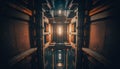 A large and wide elevator shaft with rusting metal, Generative AI Royalty Free Stock Photo