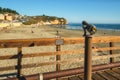 Large wide sandy beach of Avila Beach City, view from pier