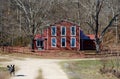 Large Window Red Farming House Royalty Free Stock Photo