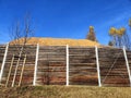 Large wood chip biomass storage of district heating plant