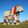 Large wooden cow sculpture. Royalty Free Stock Photo