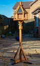 Large wooden garden bird table Royalty Free Stock Photo