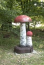 Large wooden mushrooms