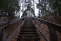 A large wooden staircase leading to the lalarge wooden stairs leading to the lake