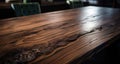 Large Wooden Table With Natural Grain Patterns In The Office Close-Up. Generative AI Royalty Free Stock Photo