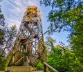 Large wooden watching tower in city park berg en bos in apeldoorn, the Netherlands Royalty Free Stock Photo