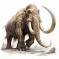 Highly Detailed Woolly Mammoth Illustration On White Background