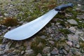 Large working knife. Photo of a machete at an angle. Royalty Free Stock Photo