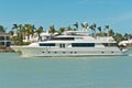 Large yacht, cruising back bay, of tropical waters