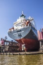 Large yacht in the drydock Royalty Free Stock Photo