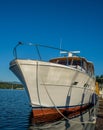 Large yacht tied to pier