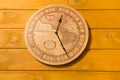 Large yellow clock on the wall Royalty Free Stock Photo