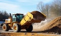 Large Yellow Dump Truck on Dirt Road