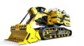 Large Yellow Earth Moving Machine 3D illustration Royalty Free Stock Photo