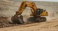 Large excavator working on construction site Royalty Free Stock Photo