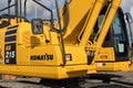 Large yellow Komatsu industrial digger machine Royalty Free Stock Photo