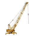 Large Yellow Mobile Crane with Extended Boom and Outriggers on White Background construction crane Royalty Free Stock Photo