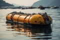 a large yellow object in the water